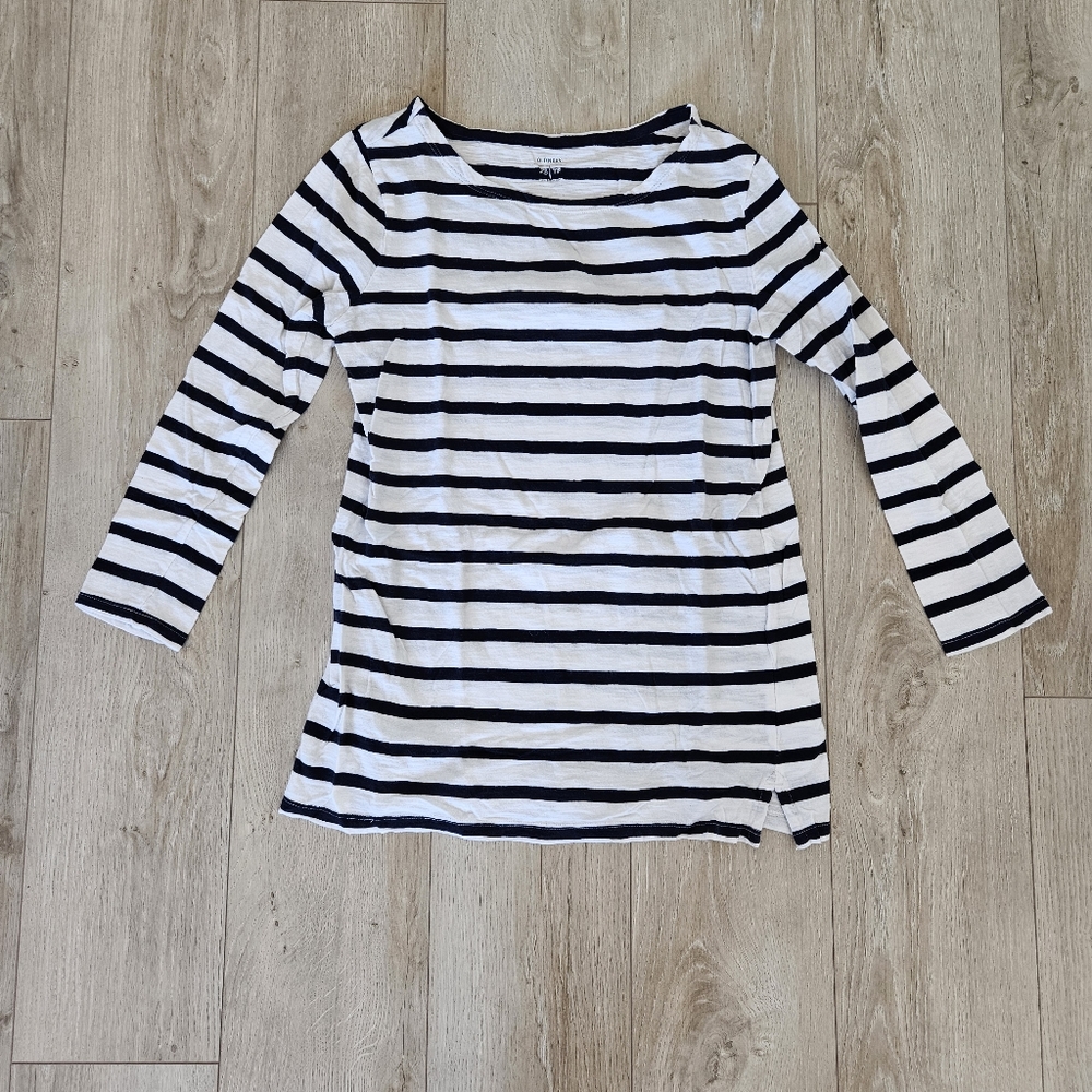 Old Navy Long Sleeve Shirt, XS, White/Navy Stripes